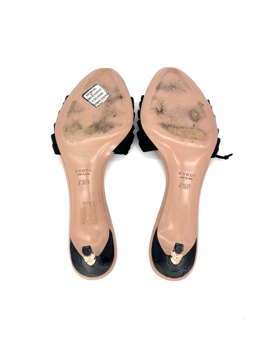Vintage Gucci Tom Ford S/S 2004 Bow Bamboo Heel Slip On Mules Sandals 7.5 - Picture 8 of 9